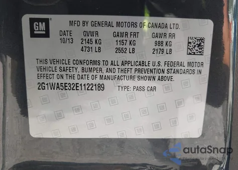 2014 Chevrolet Impala Limited Ls z USA, uszkodzony, nr VIN 2G1WA5E32E1122189